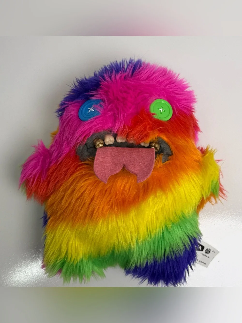 FUGGLER Laboratory Misfits Rainbow Stripe Oogah Boogah Plush Gold Teeth Monster